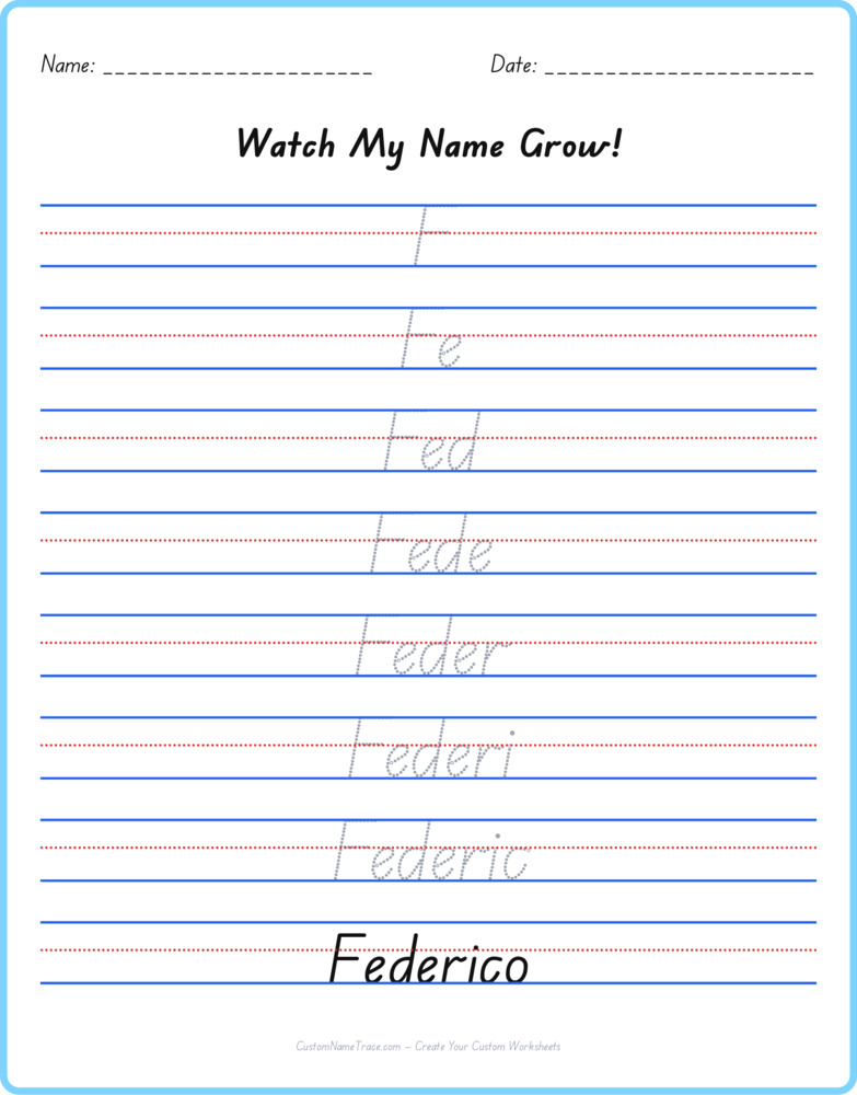 Free Federico custom name tracing - pyramid free worksheet