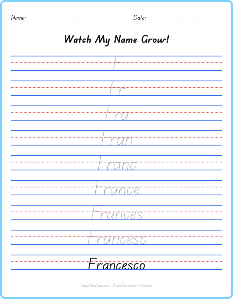 Free Francesco custom name tracing - pyramid free worksheet