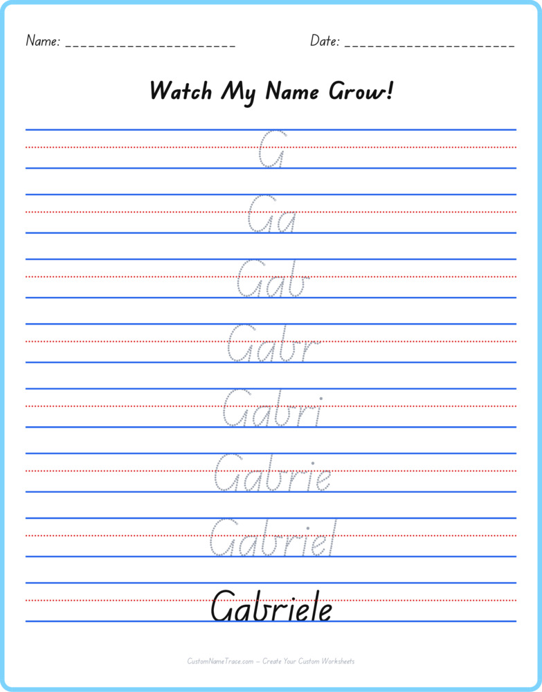 Free Gabriele custom name tracing - pyramid free worksheet