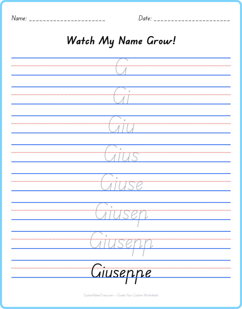 Free Giuseppe custom name tracing - pyramid free worksheet