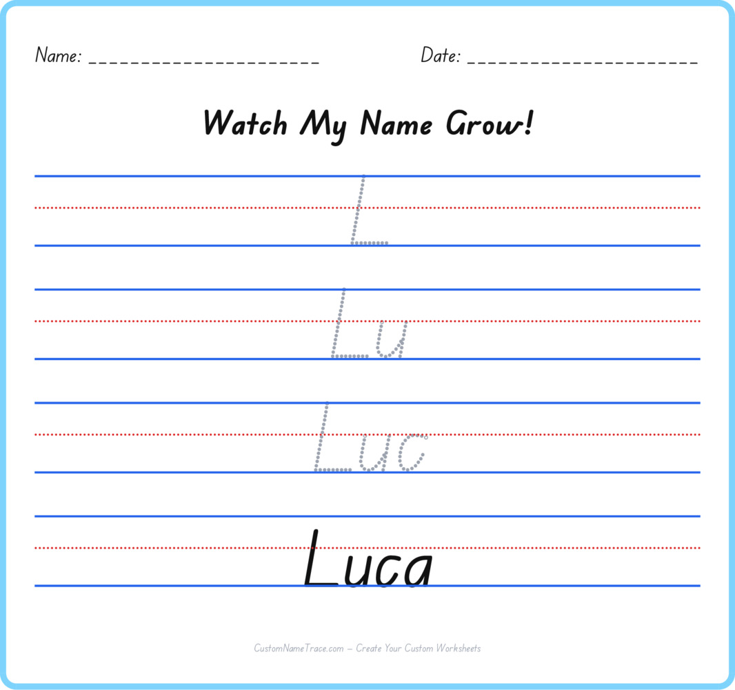 Free Luca custom name tracing - pyramid free worksheet