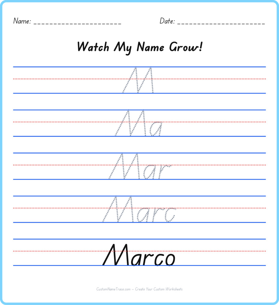 Free Marco custom name tracing - pyramid free worksheet