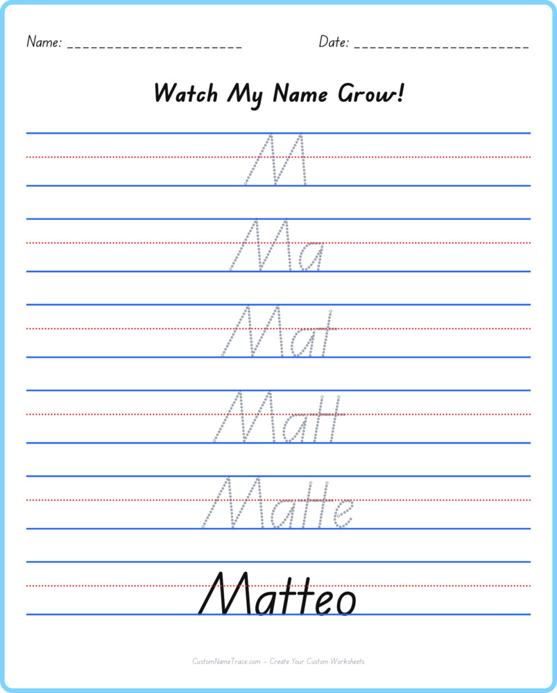 Free Matteo custom name tracing - pyramid free worksheet