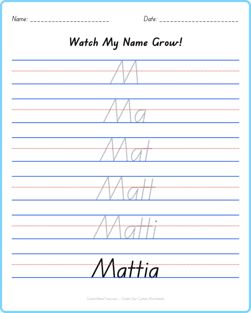 Free Mattia custom name tracing - pyramid free worksheet