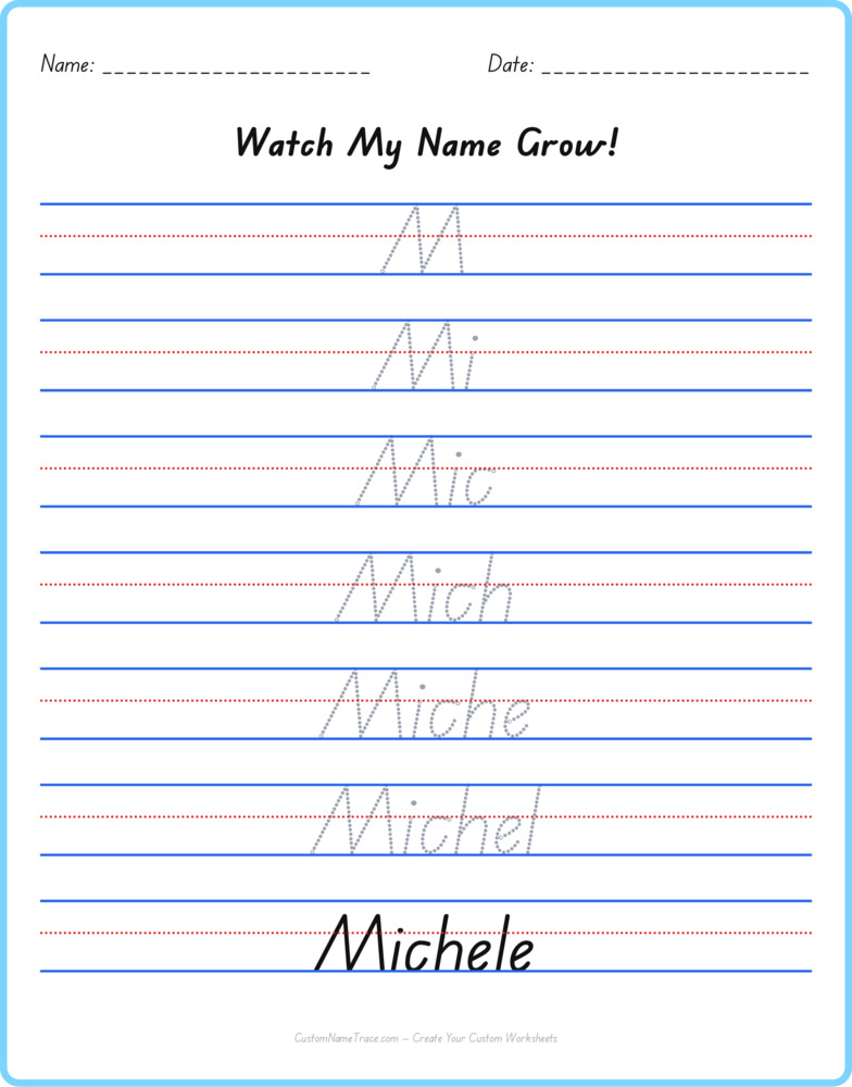 Free Michele custom name tracing - pyramid free worksheet