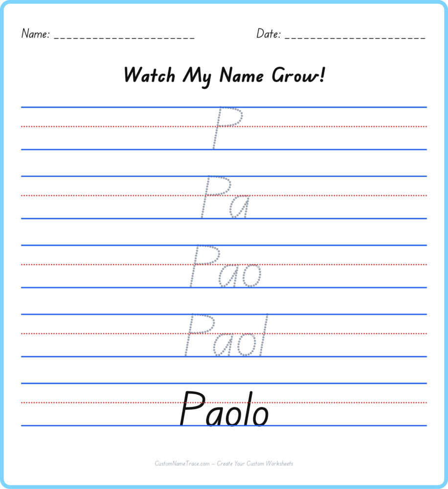 Free Paolo custom name tracing - pyramid free worksheet