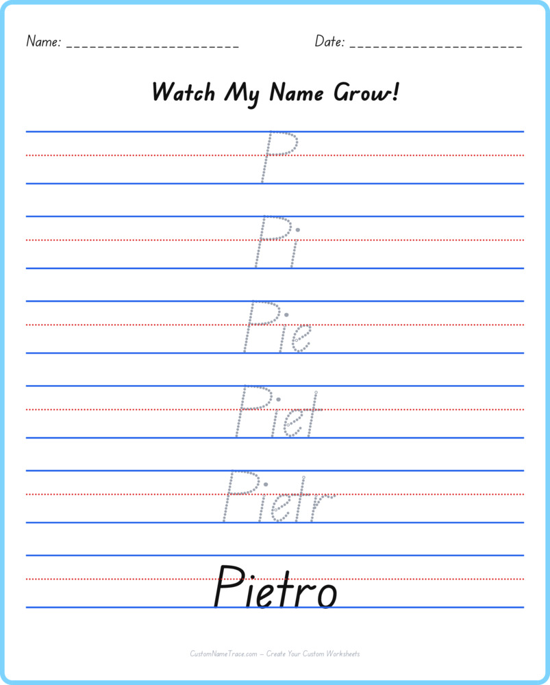 Free Pietro custom name tracing - pyramid free worksheet