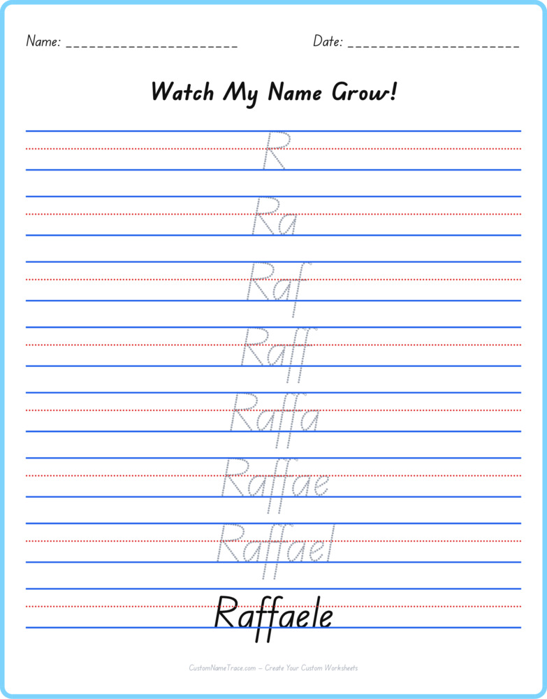 Free Raffaele custom name tracing - pyramid free worksheet