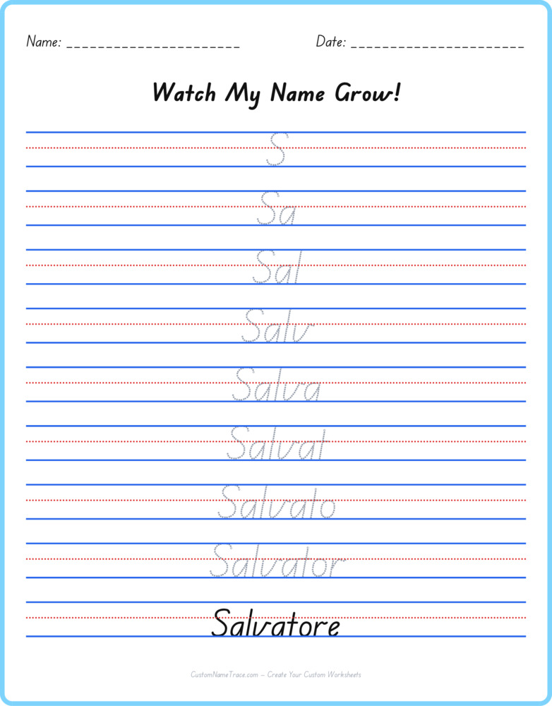 Free Salvatore custom name tracing - pyramid free worksheet