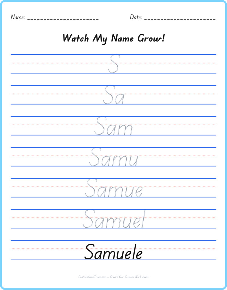 Free Samuele custom name tracing - pyramid free worksheet