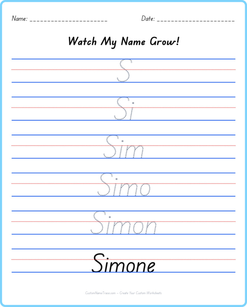 Free Simone custom name tracing - pyramid free worksheet
