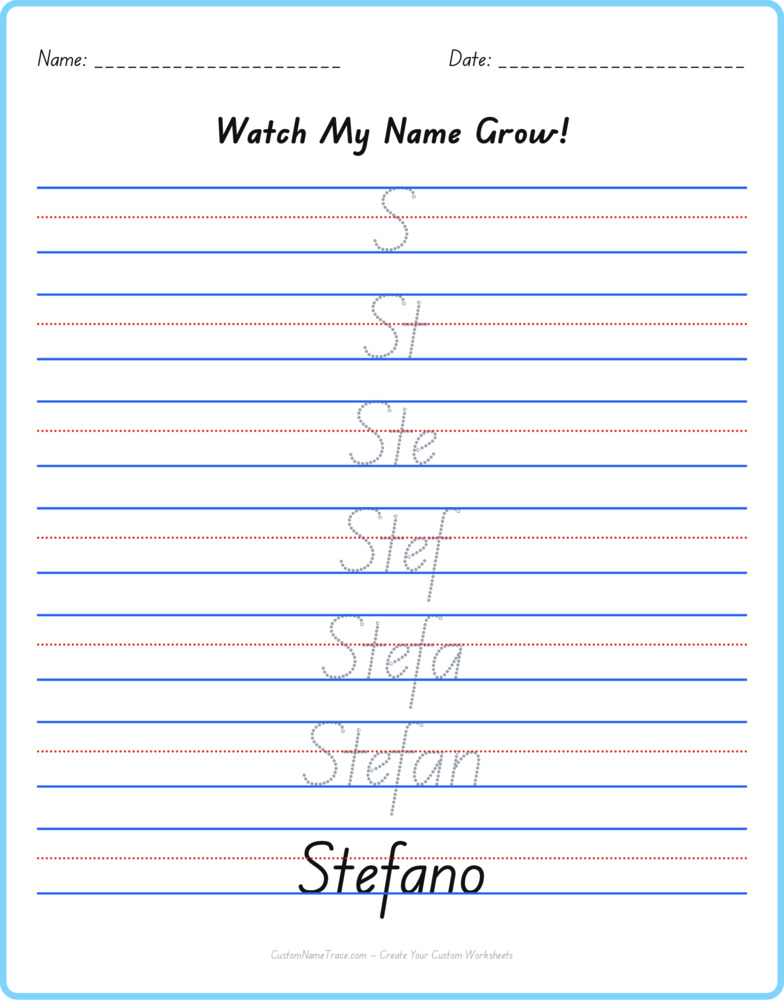 Free Stefano custom name tracing - pyramid free worksheet