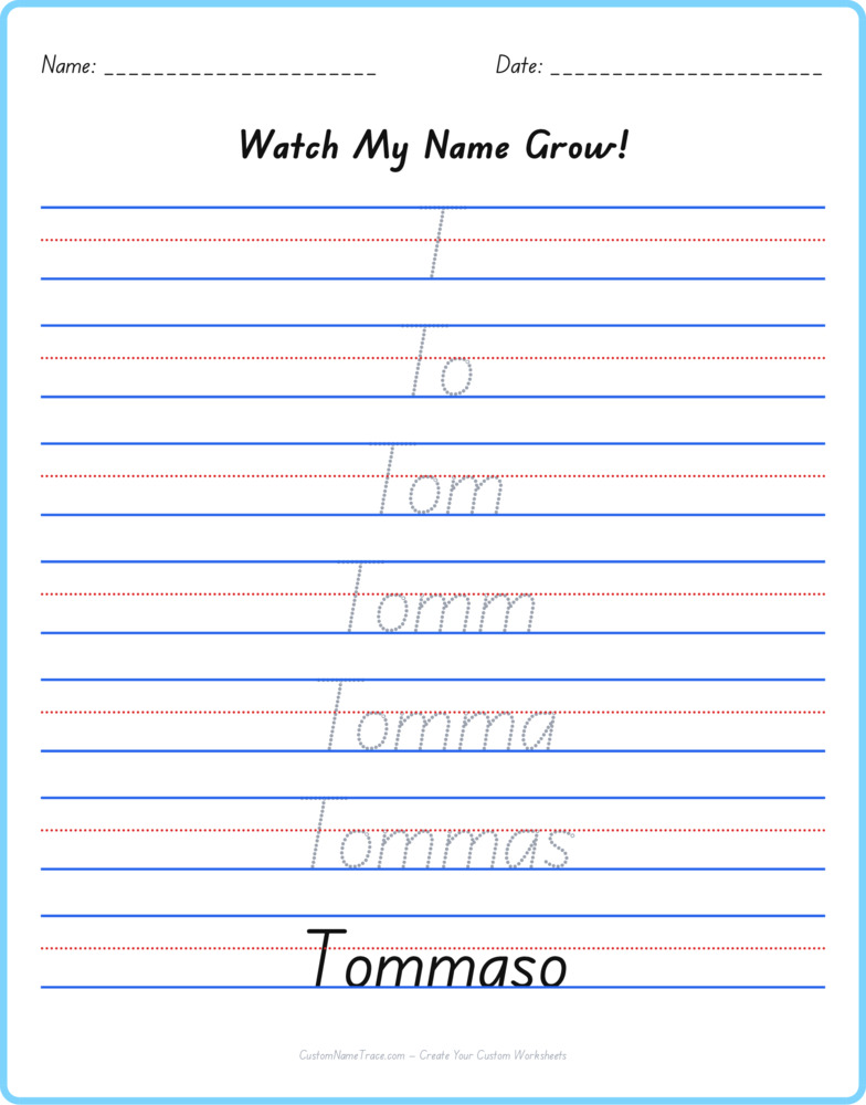 Free Tommaso custom name tracing - pyramid free worksheet