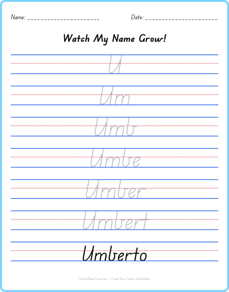Free Umberto custom name tracing - pyramid free worksheet