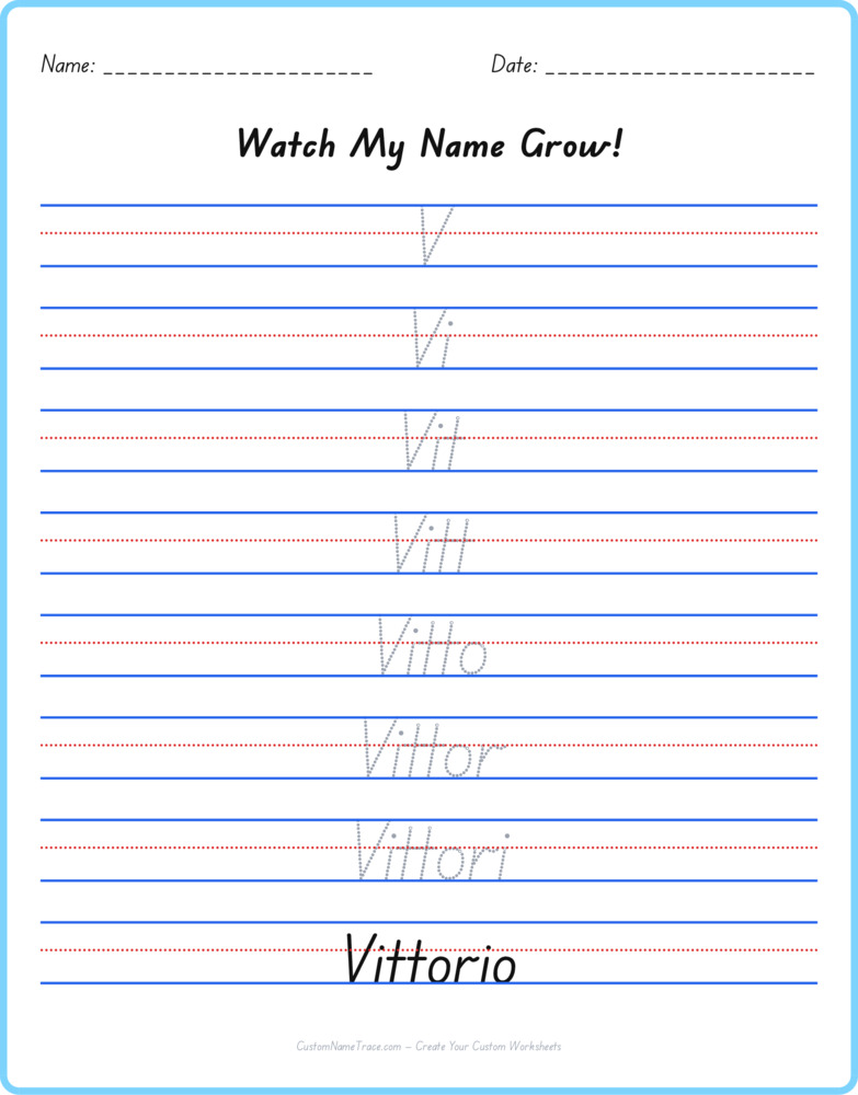 Free Vittorio custom name tracing - pyramid free worksheet