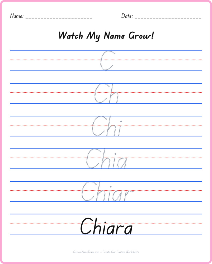 Free Chiara custom name tracing - pyramid free worksheet