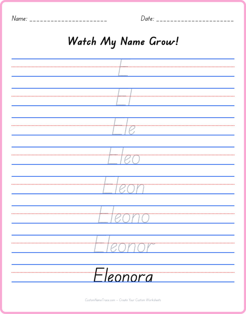 Free Eleonora custom name tracing - pyramid free worksheet