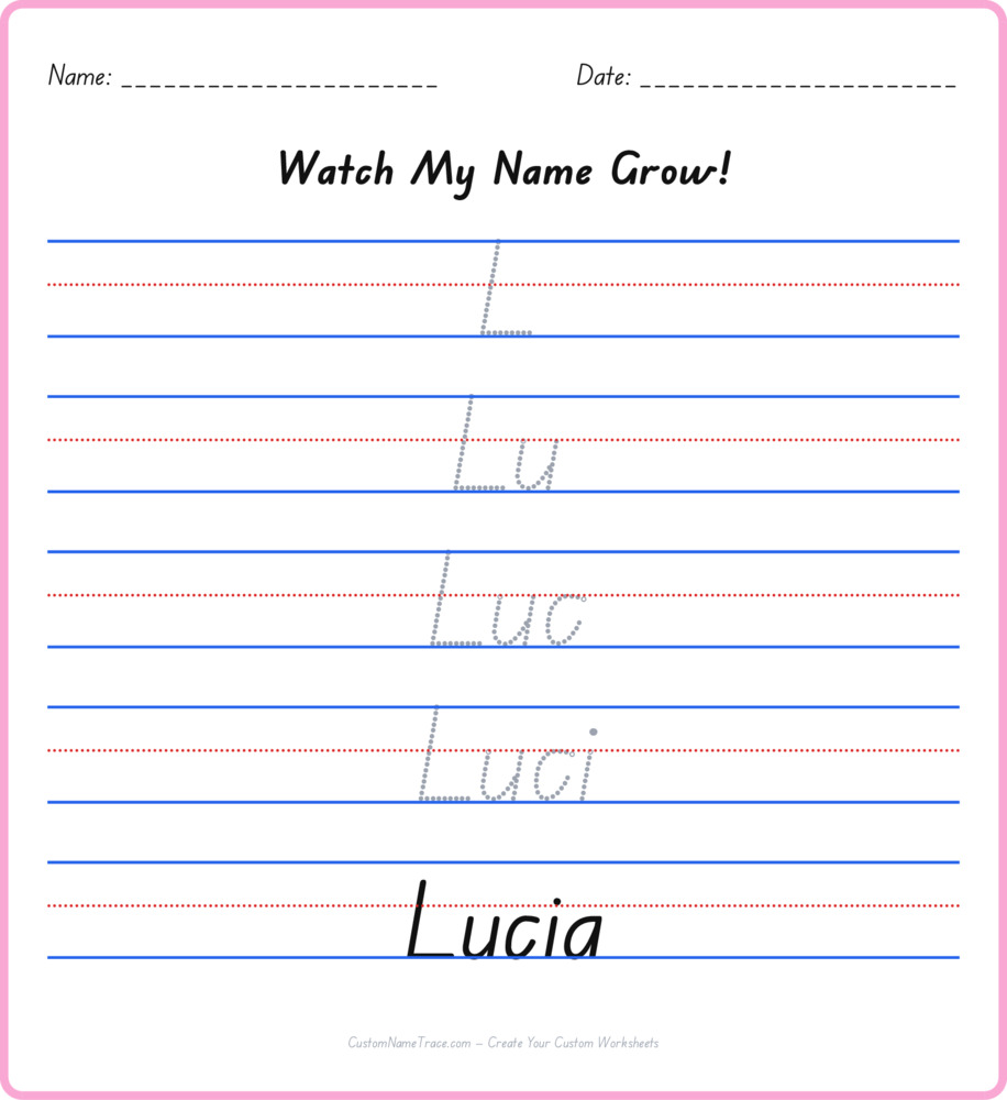 Free Lucia custom name tracing - pyramid free worksheet