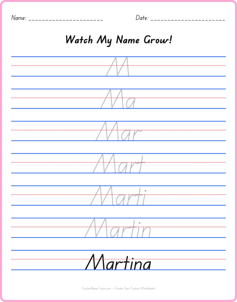 Free Martina custom name tracing - pyramid free worksheet