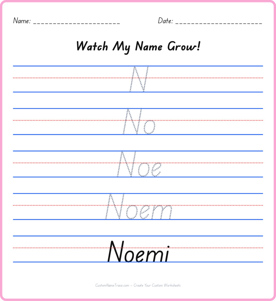 Free Noemi custom name tracing - pyramid free worksheet
