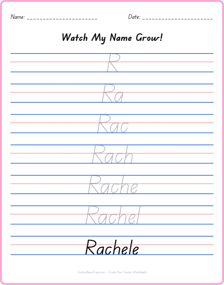 Free Rachele custom name tracing - pyramid free worksheet