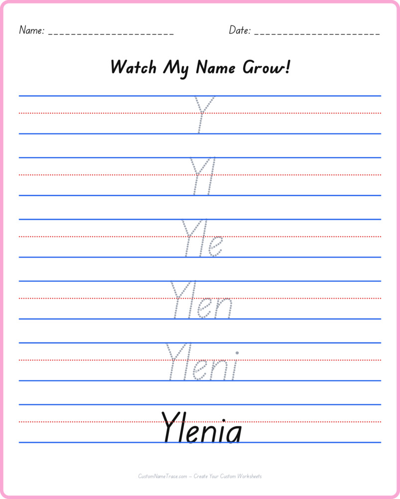 Free Ylenia custom name tracing - pyramid free worksheet