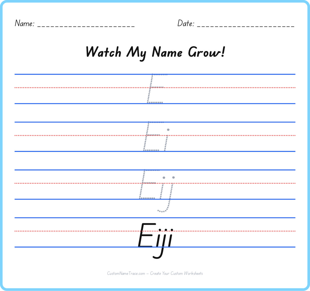 Free Eiji custom name tracing - pyramid free worksheet