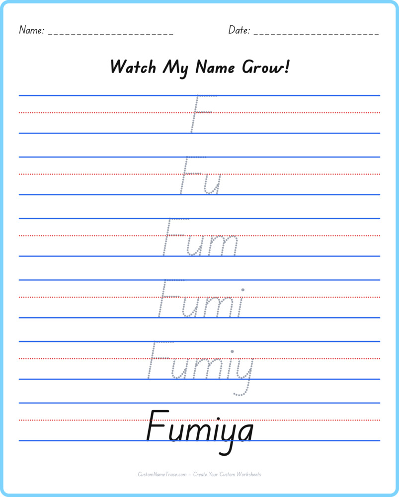 Free Fumiya custom name tracing - pyramid free worksheet