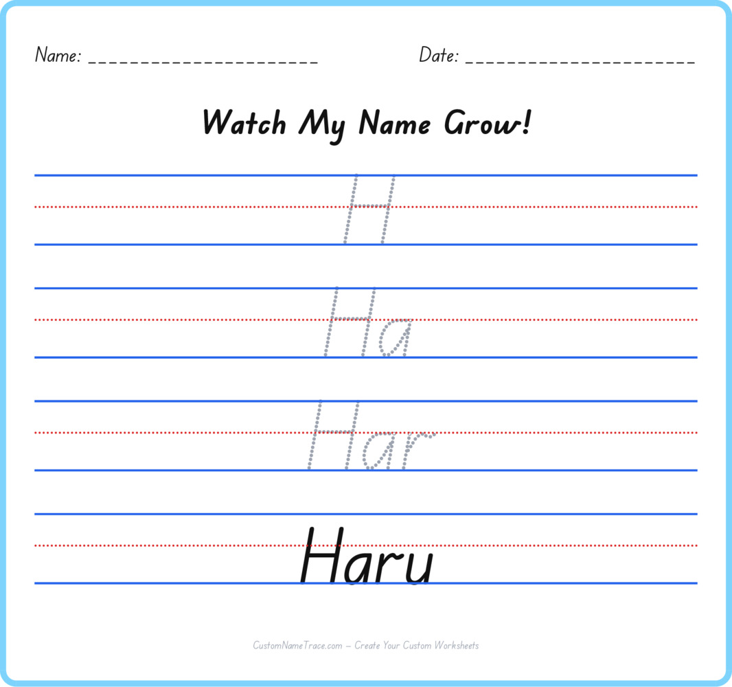 Free Haru custom name tracing - pyramid free worksheet