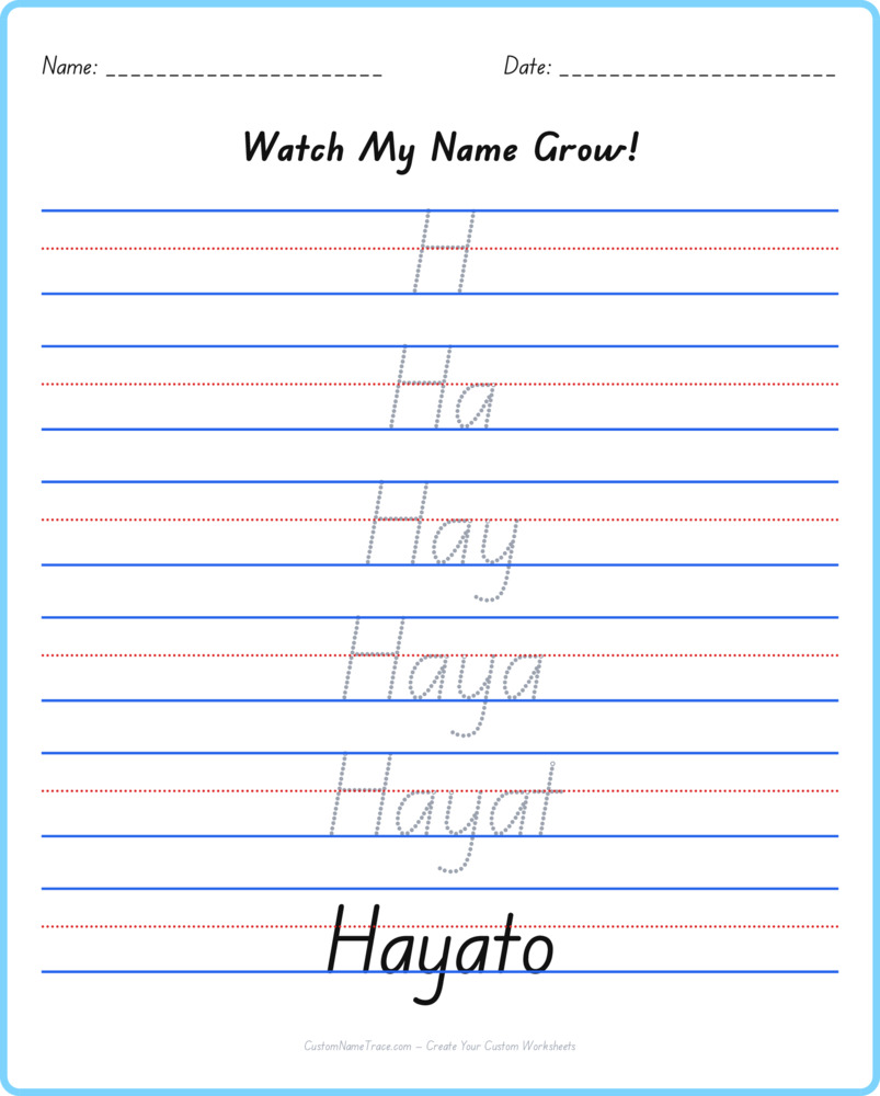 Free Hayato custom name tracing - pyramid free worksheet