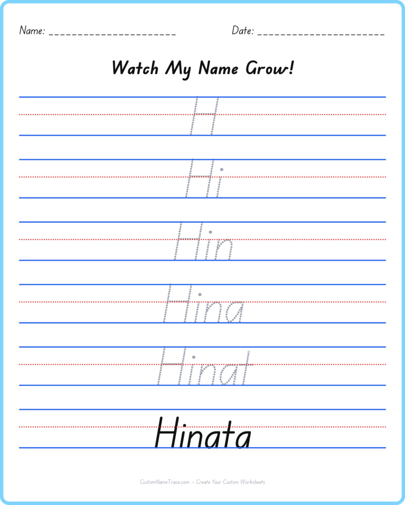 Free Hinata custom name tracing - pyramid free worksheet