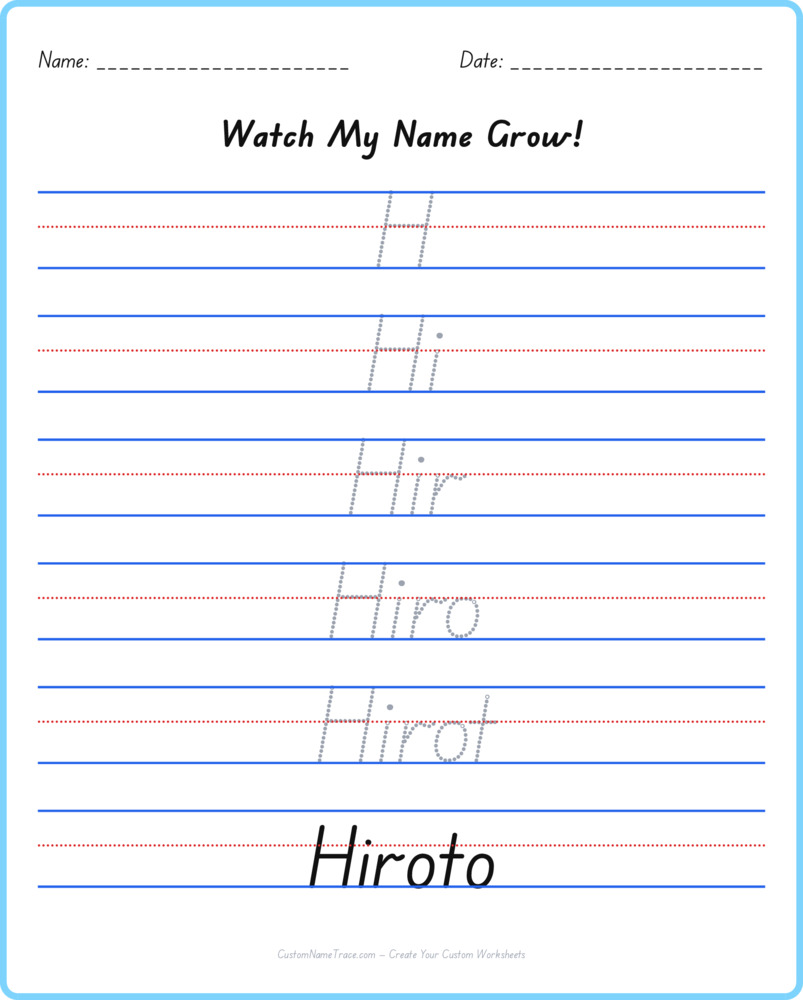 Free Hiroto custom name tracing - pyramid free worksheet