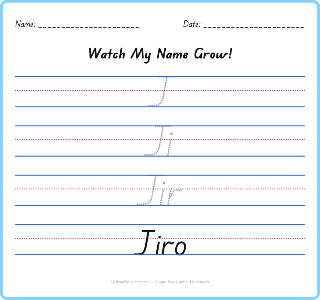 Free Jiro custom name tracing - pyramid free worksheet