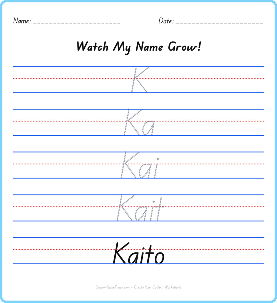 Free Kaito custom name tracing - pyramid free worksheet