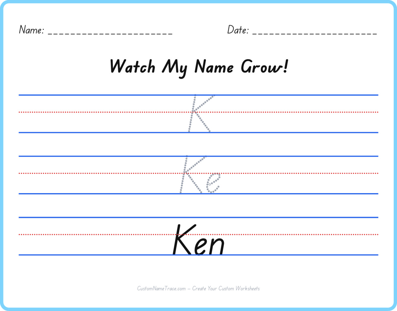 Free Ken custom name tracing - pyramid free worksheet