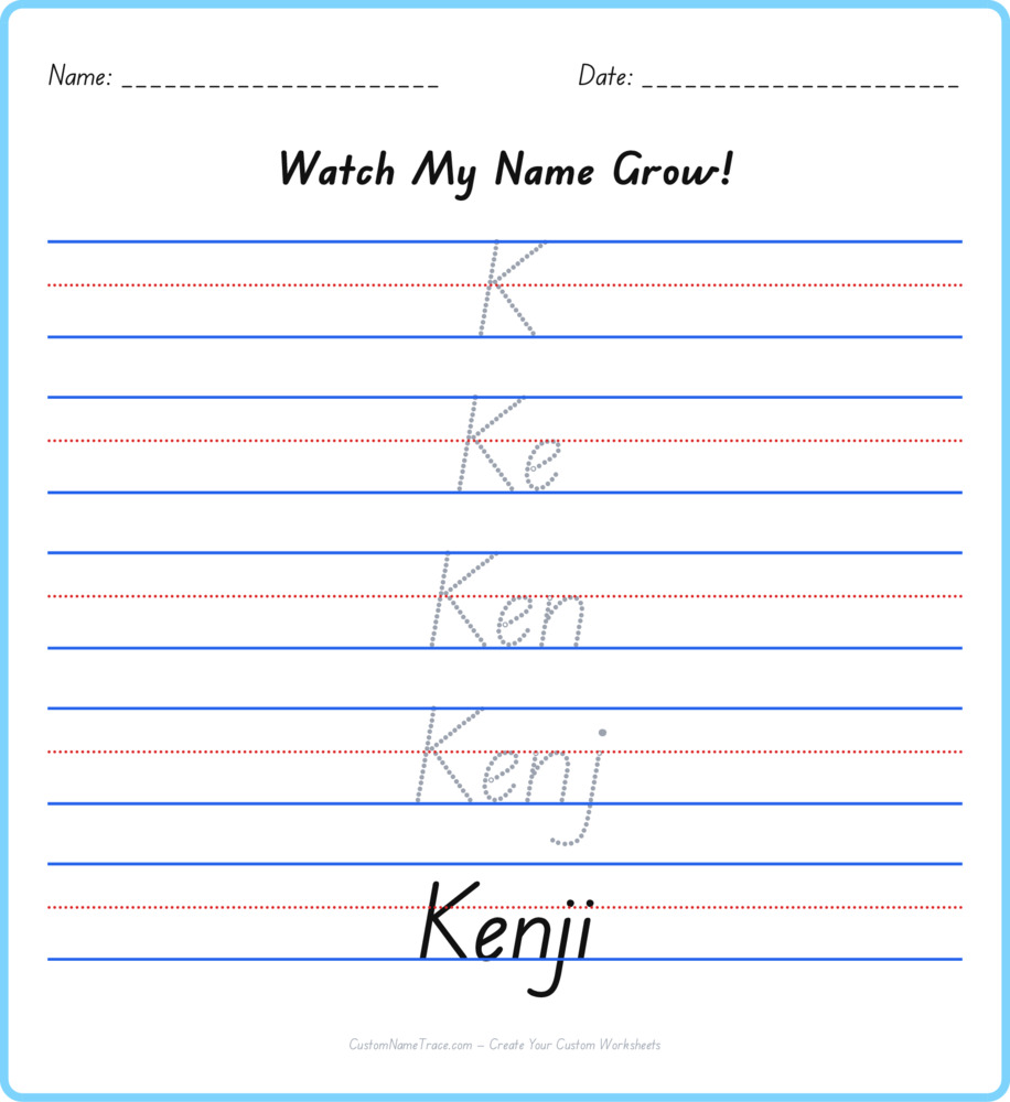 Free Kenji custom name tracing - pyramid free worksheet