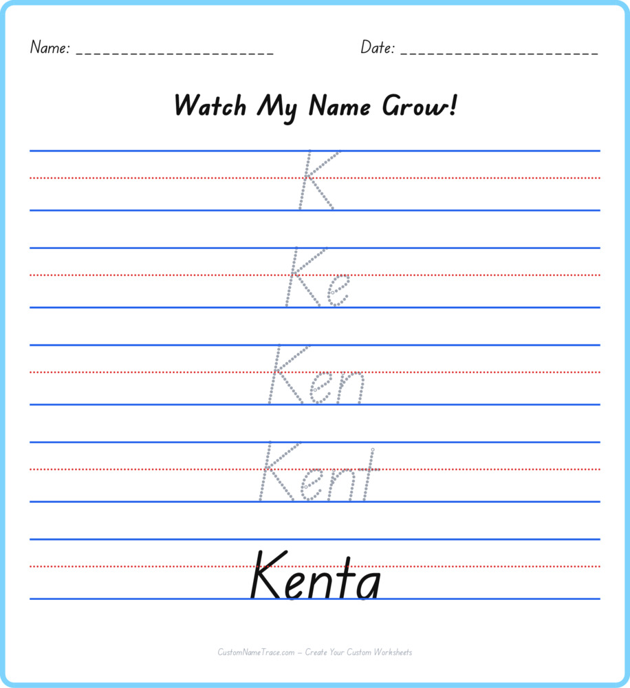 Free Kenta custom name tracing - pyramid free worksheet