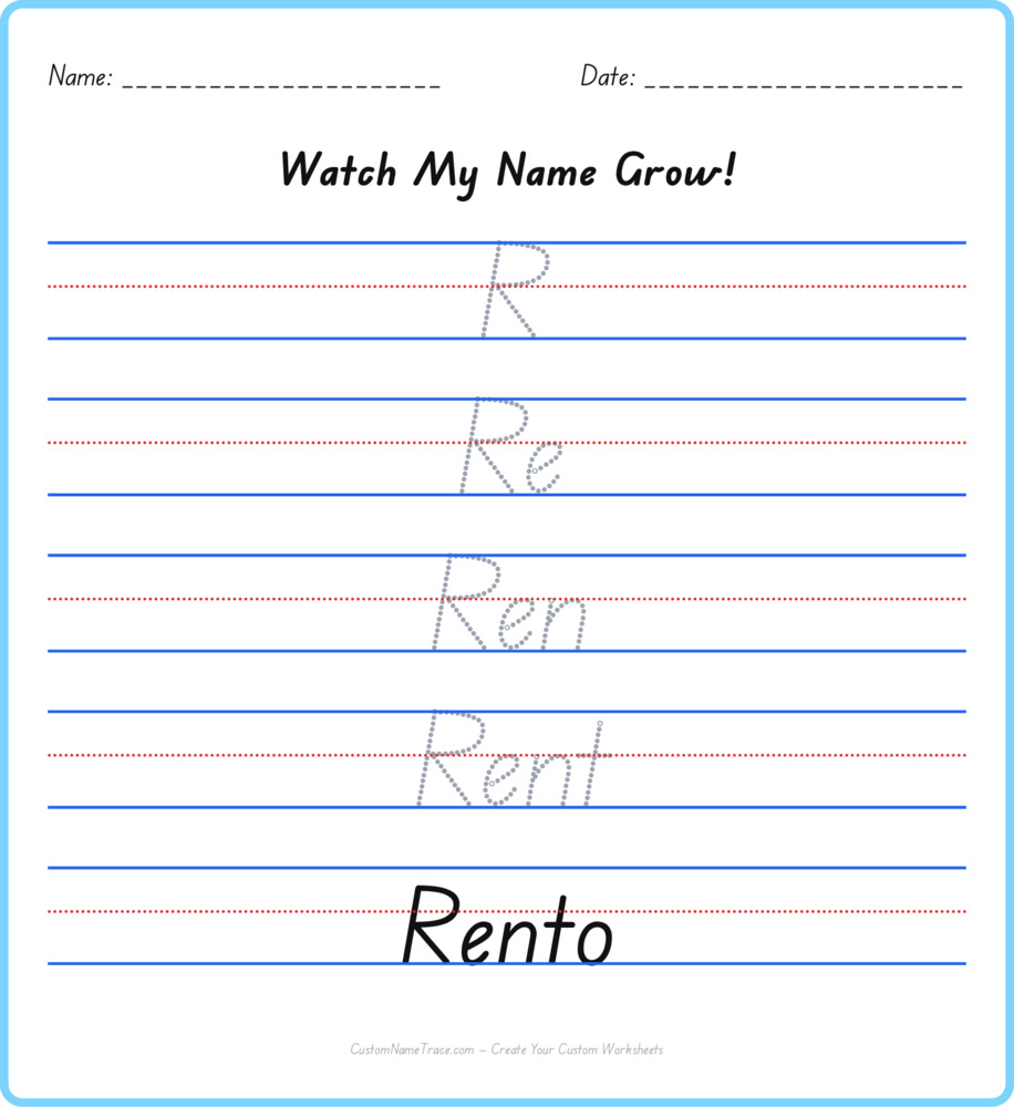Free Rento custom name tracing - pyramid free worksheet