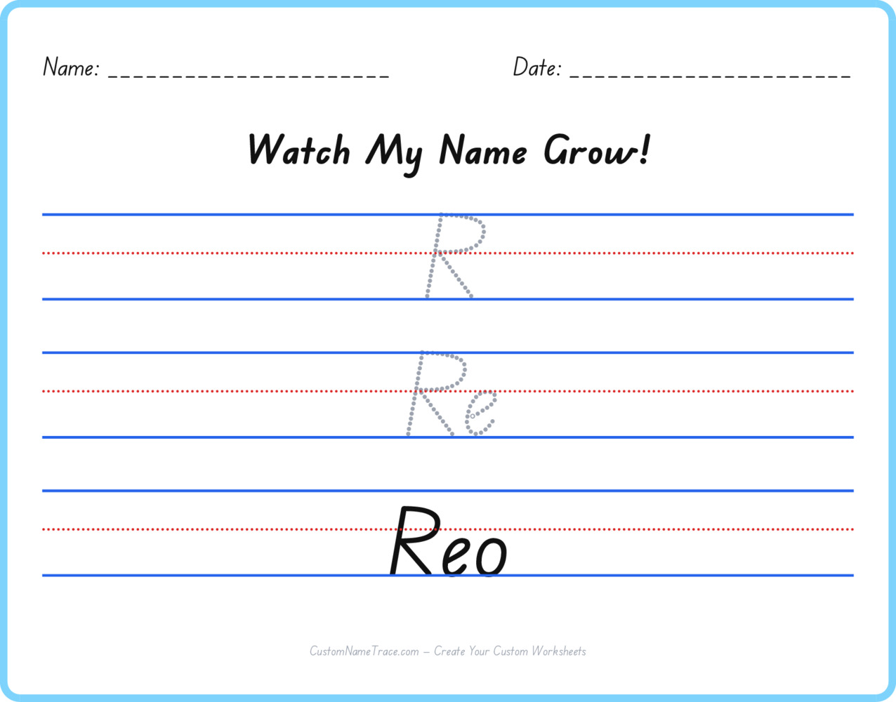 Free Reo custom name tracing - pyramid free worksheet