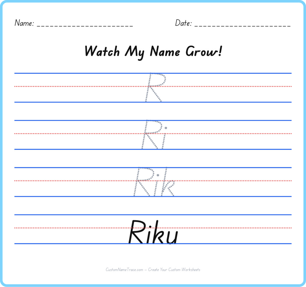 Free Riku custom name tracing - pyramid free worksheet