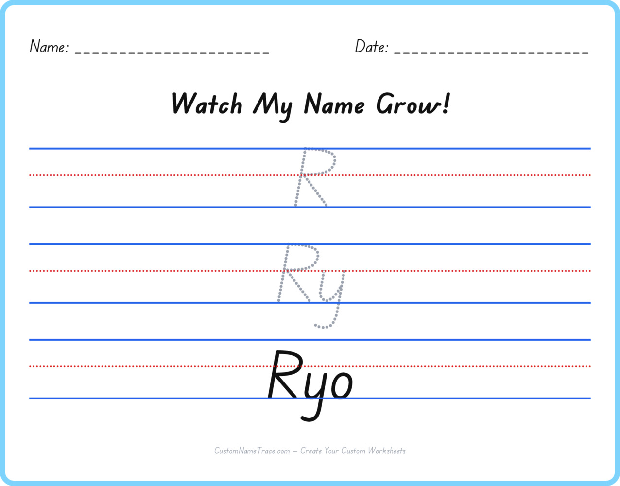 Free Ryo custom name tracing - pyramid free worksheet