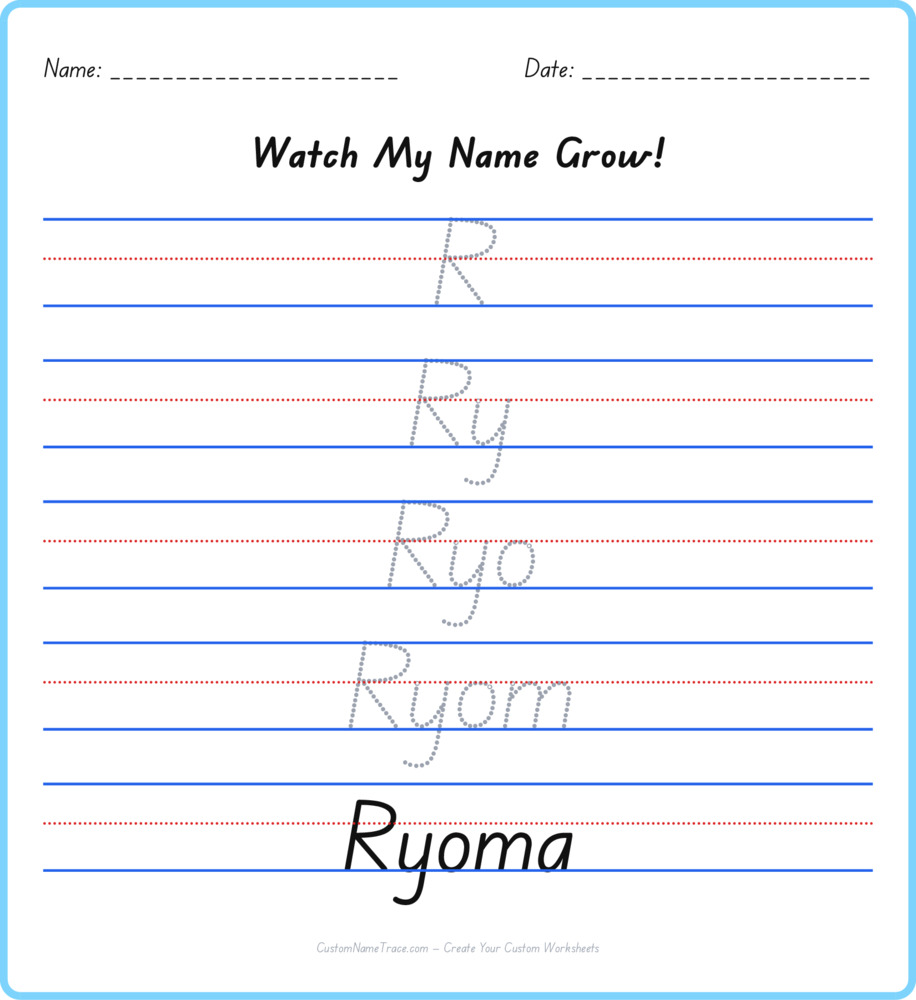 Free Ryoma custom name tracing - pyramid free worksheet