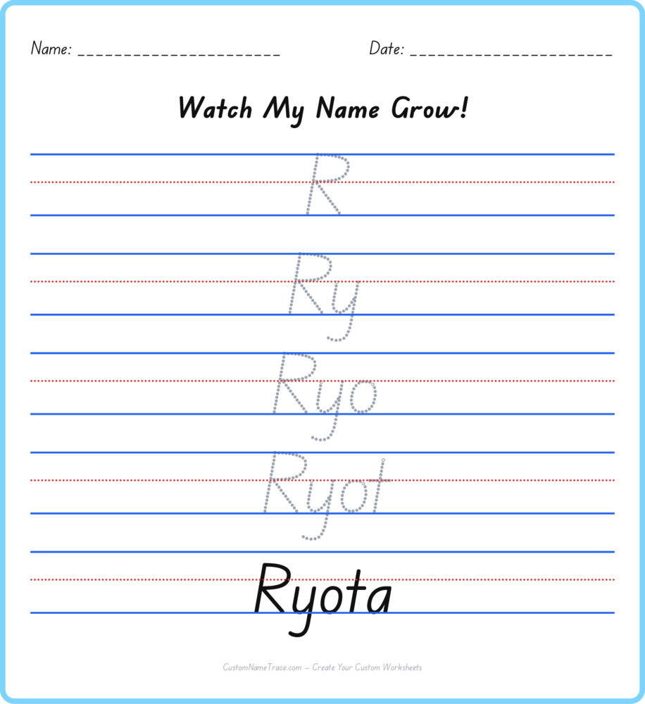 Free Ryota custom name tracing - pyramid free worksheet