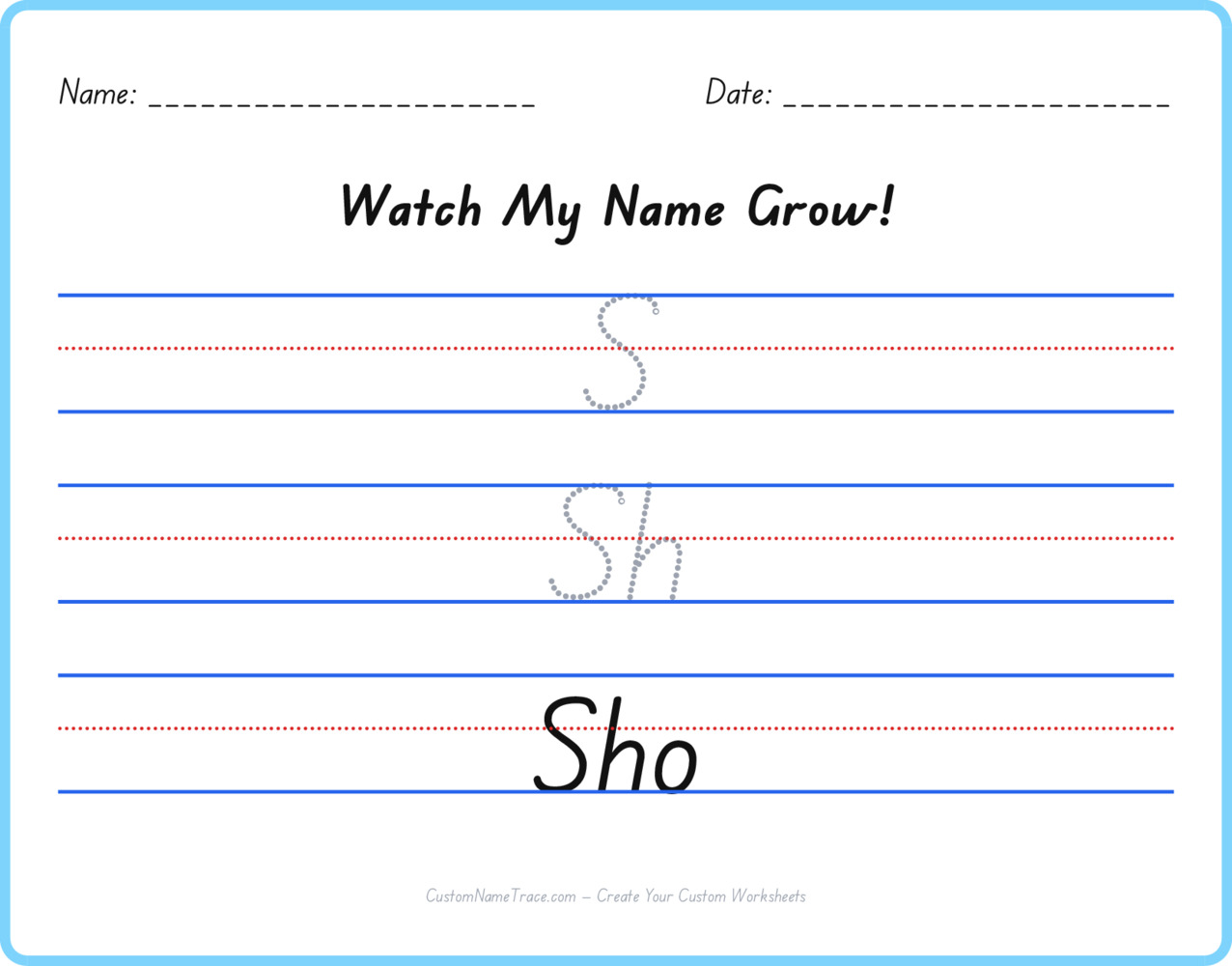 Free Sho custom name tracing - pyramid free worksheet