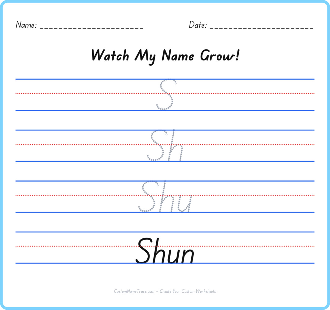 Free Shun custom name tracing - pyramid free worksheet