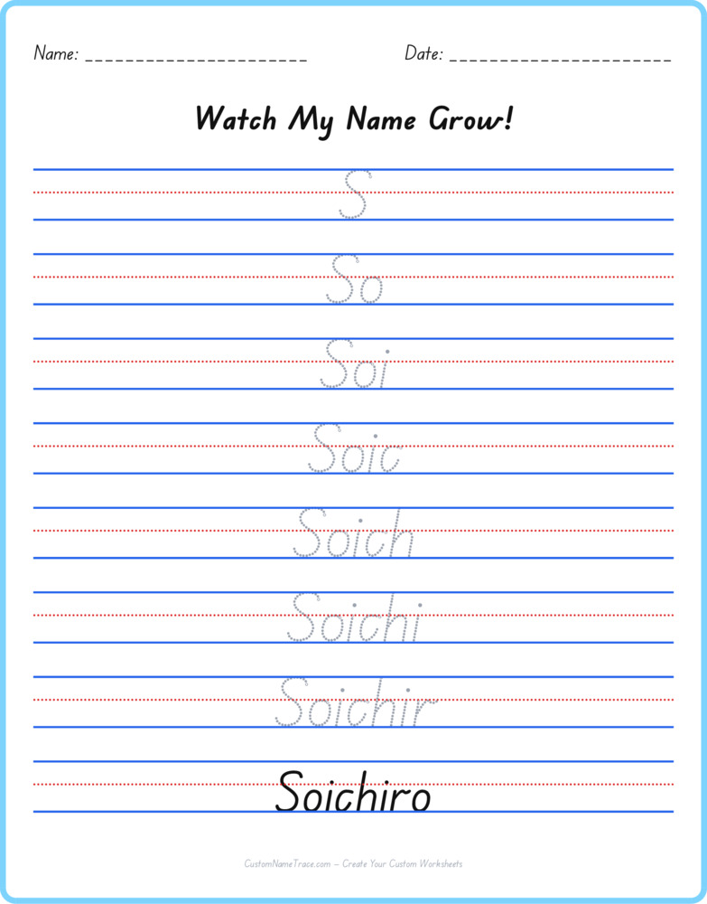 Free Soichiro custom name tracing - pyramid free worksheet