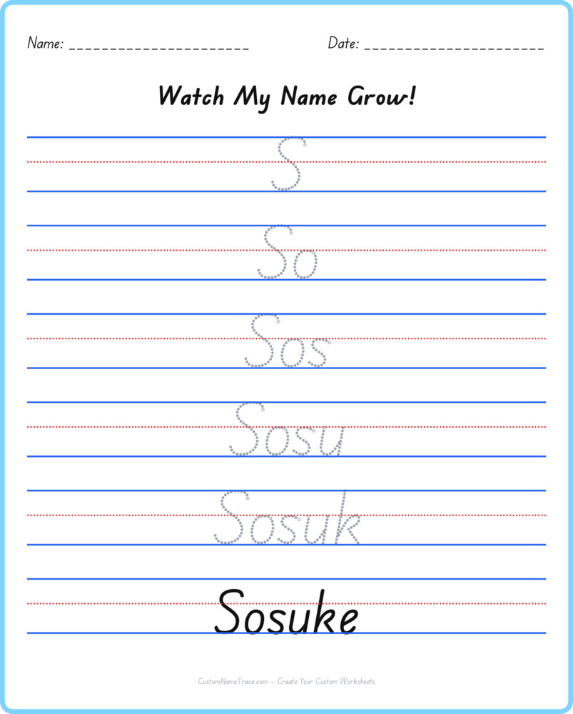 Free Sosuke custom name tracing - pyramid free worksheet