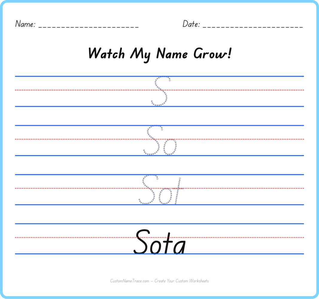 Free Sota custom name tracing - pyramid free worksheet
