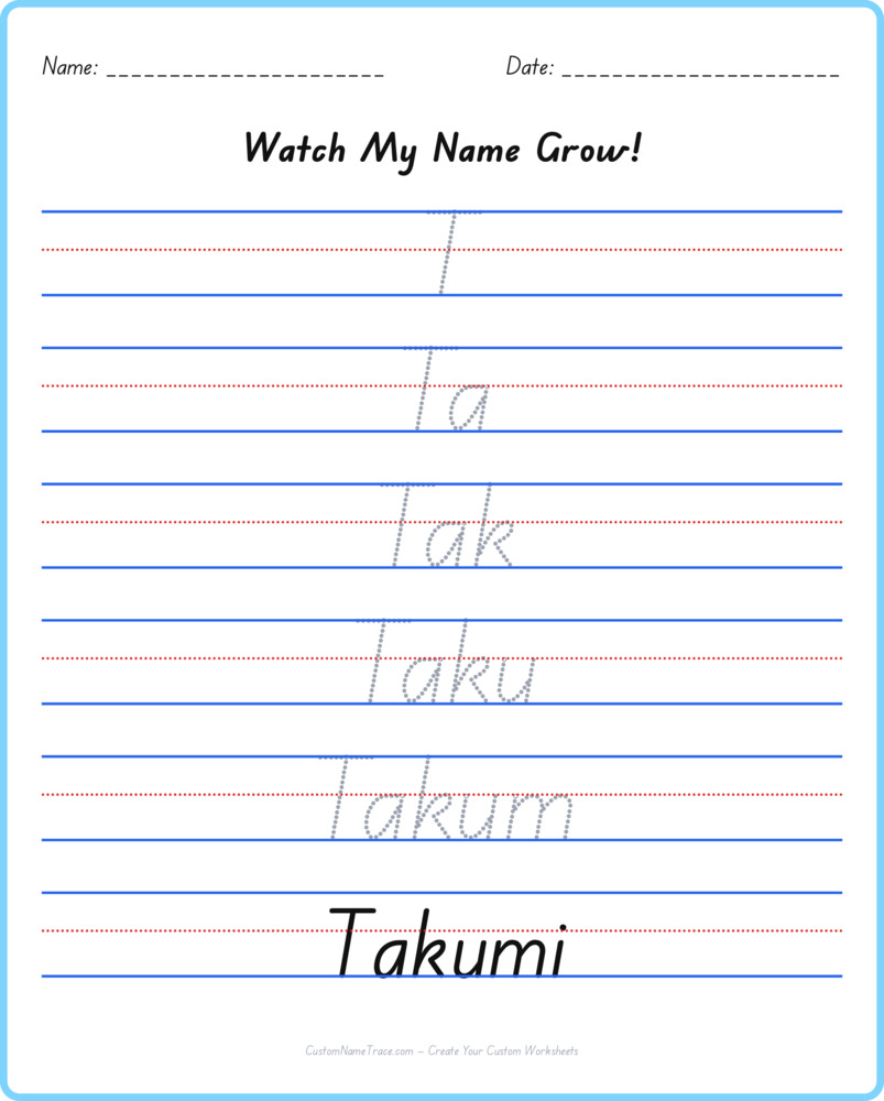 Free Takumi custom name tracing - pyramid free worksheet