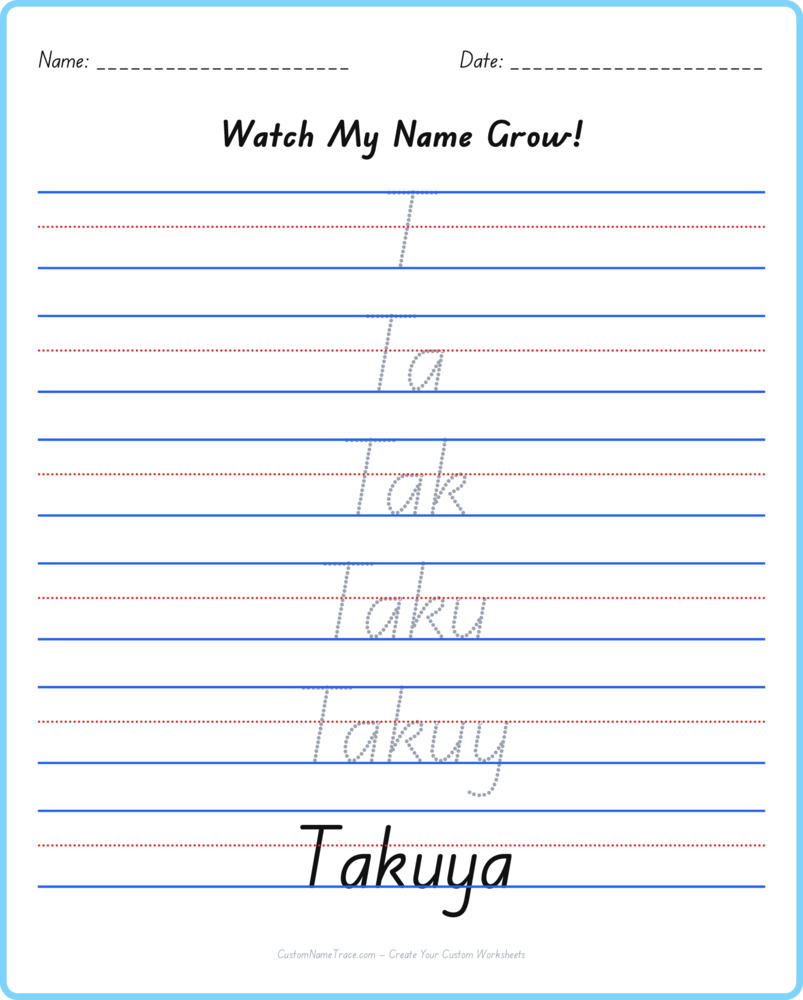 Free Takuya custom name tracing - pyramid free worksheet